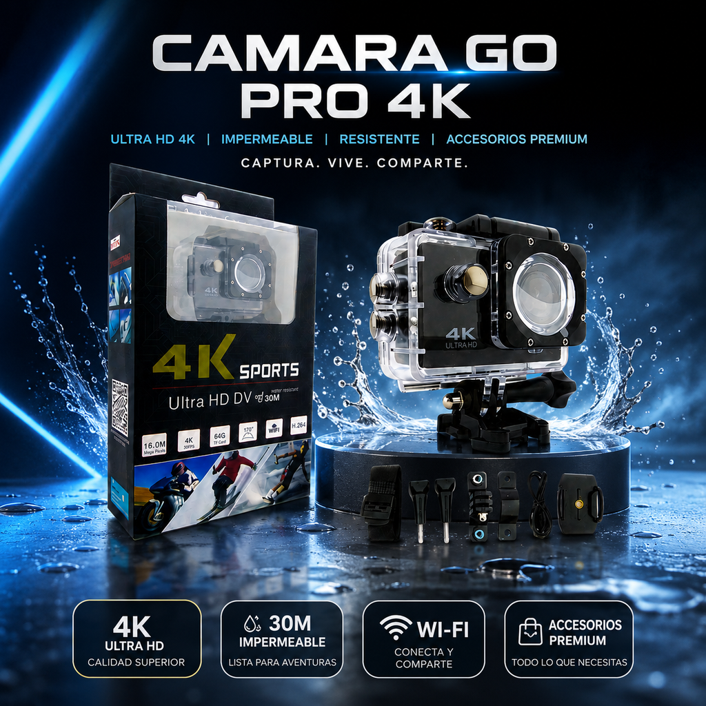 Cámara Go Pro 4K Ultra HD- Profesional