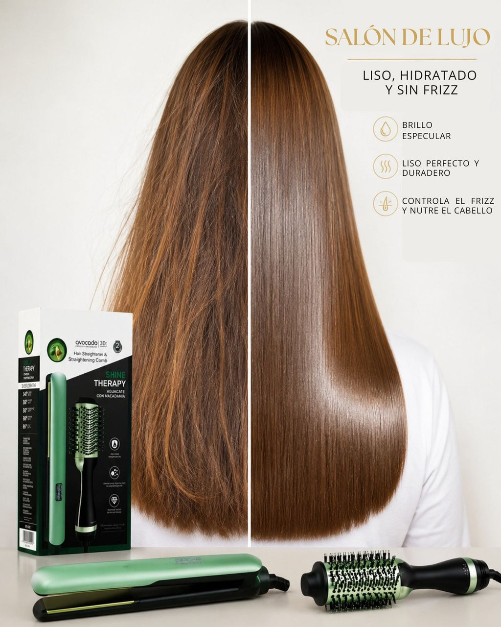 🔥 PROMOCIÓN ESPECIAL- 🎉 ¡Compra el alisadora y llévate la cepillo secador TOTALMENTE GRATIS! 💚🥑 💎